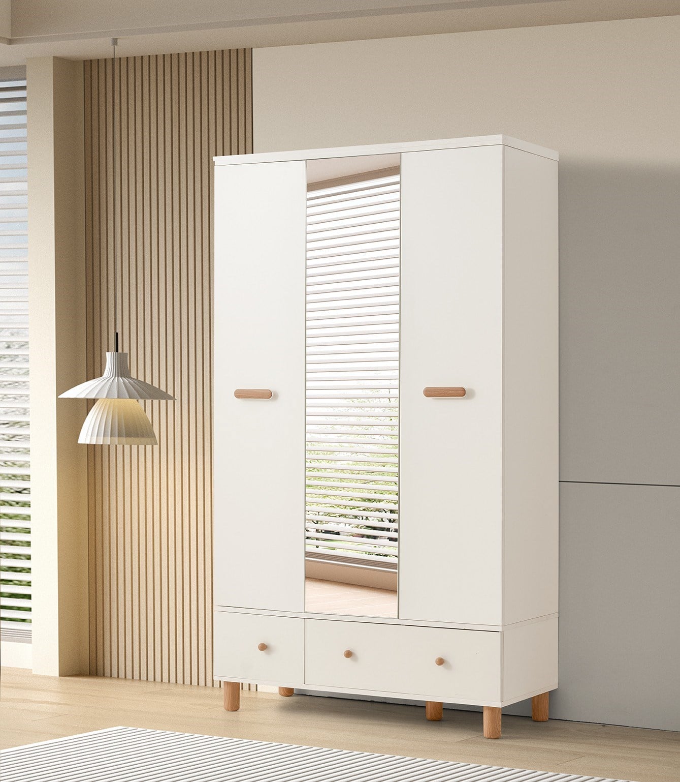 Nice 3 Kapaklı %100 MDF Elbise Dolabı Gardrop 117x54x212