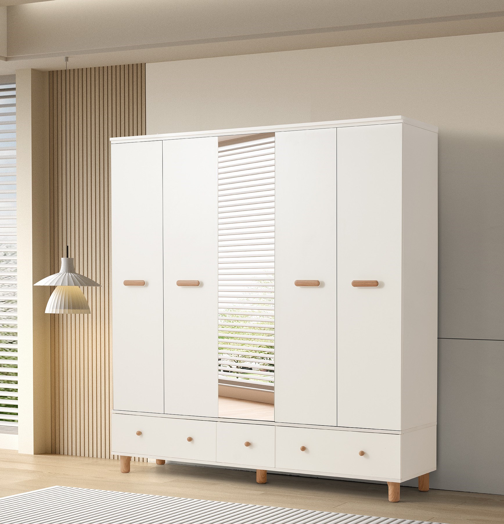 Nice 5 Kapaklı %100 MDF Elbise Dolabı Gardrop 192x54x212