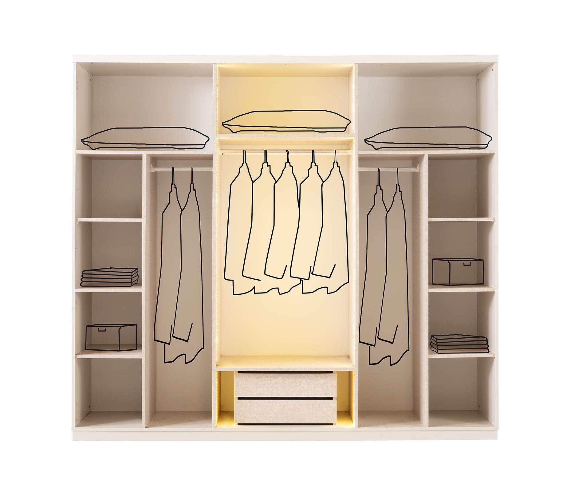 Nova %100 MDF 6 Kapaklı Modern Dolap