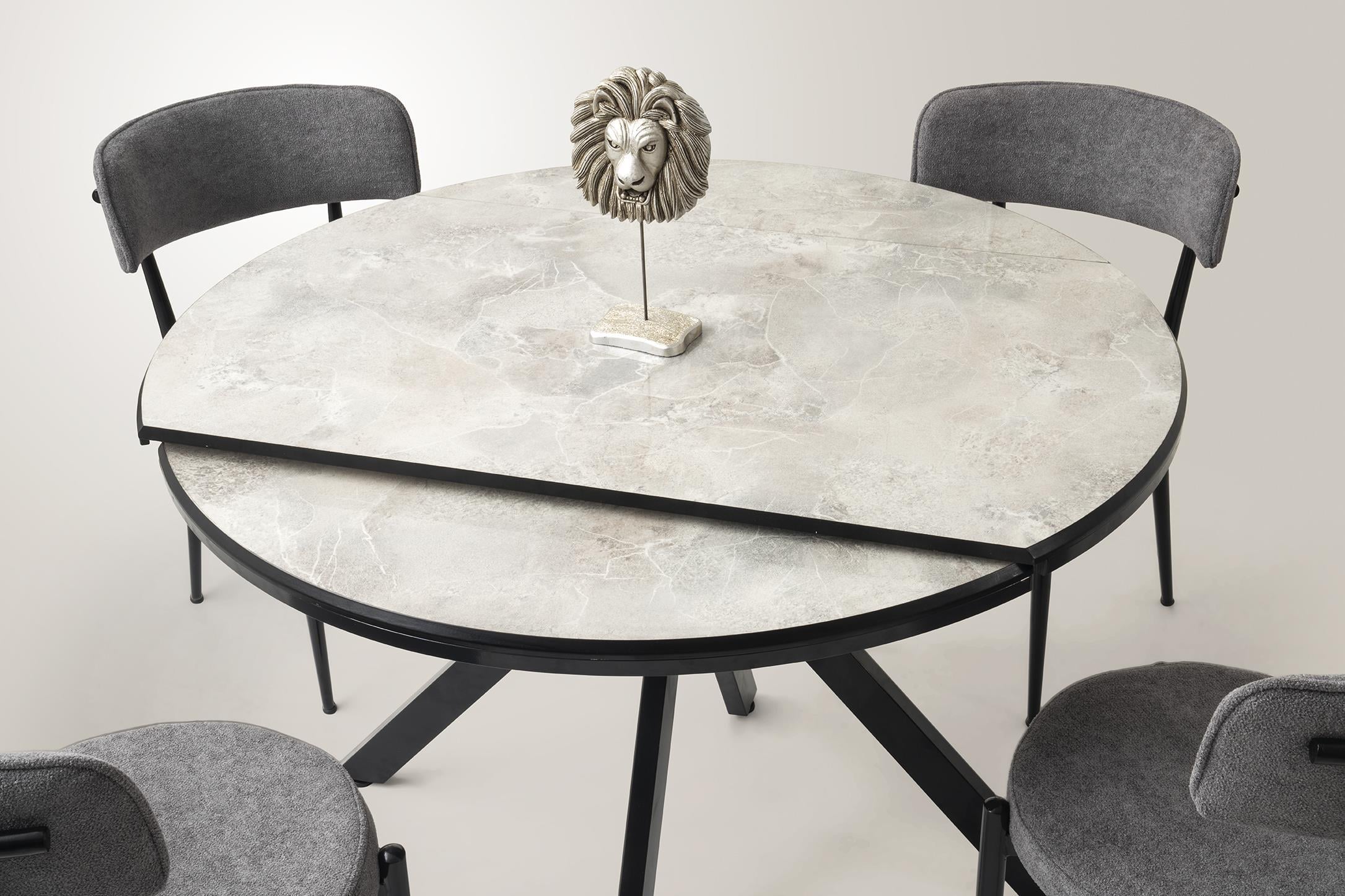 Nova Alfa Yuvarlak Açılır MDF Mutfak Masa Sandalye Takımı 70x120