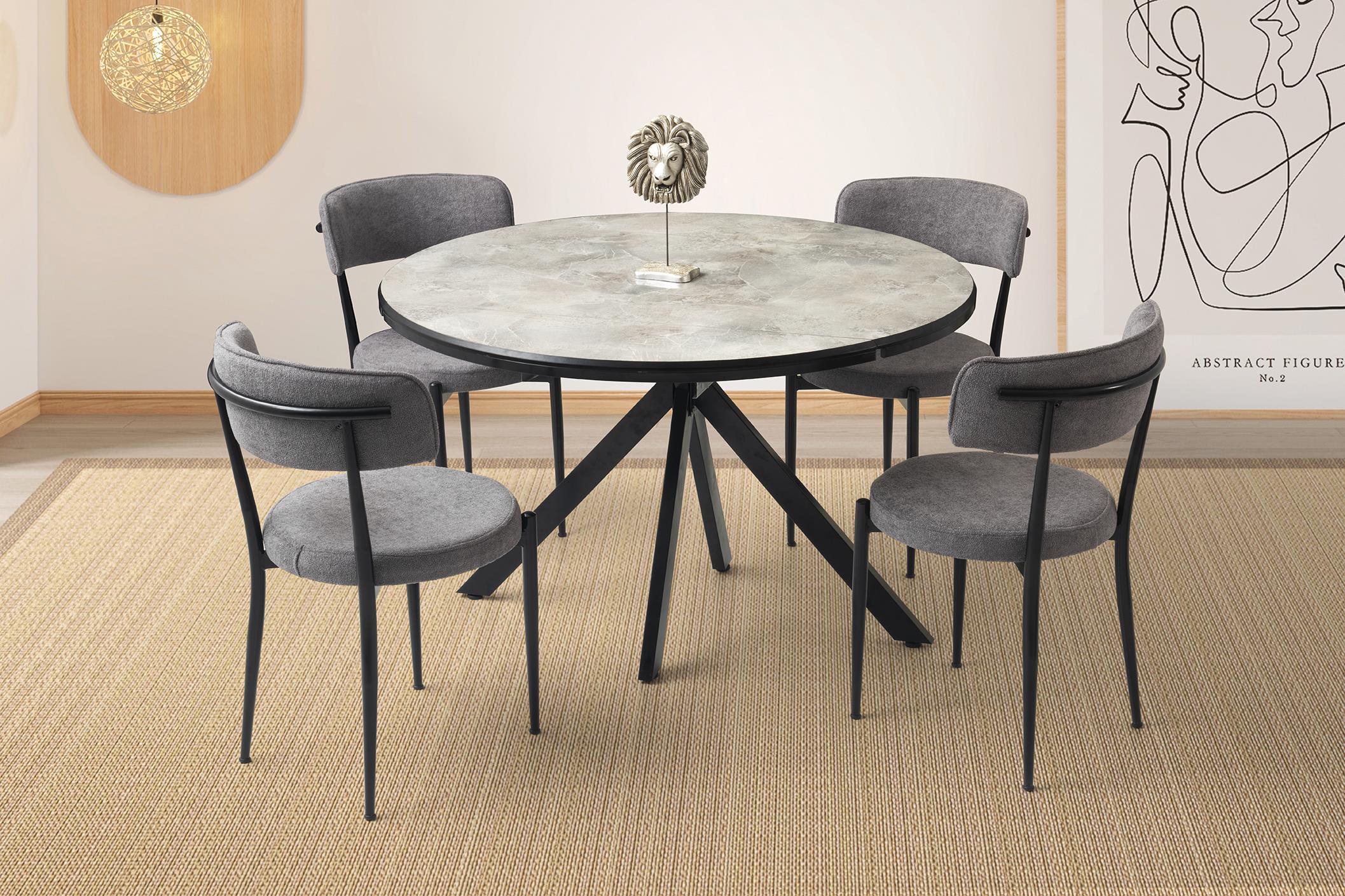 Nova Alfa Yuvarlak Açılır MDF Mutfak Masa Sandalye Takımı 70x120