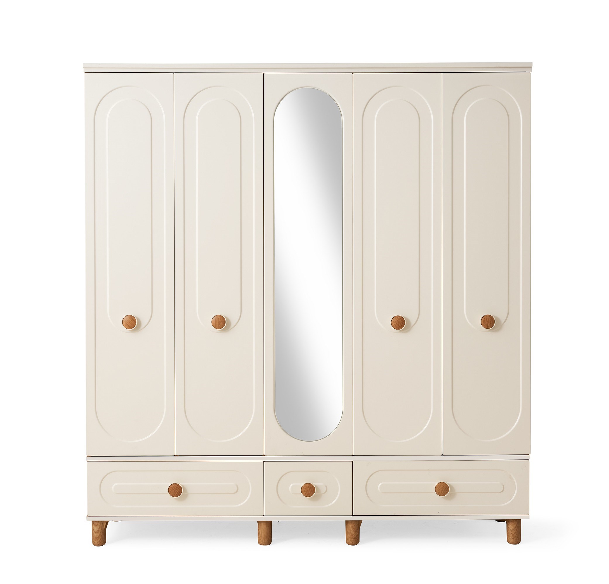 Perla 5 Kapaklı %100 MDF Elbise Dolabı Gardrop 192x54x212