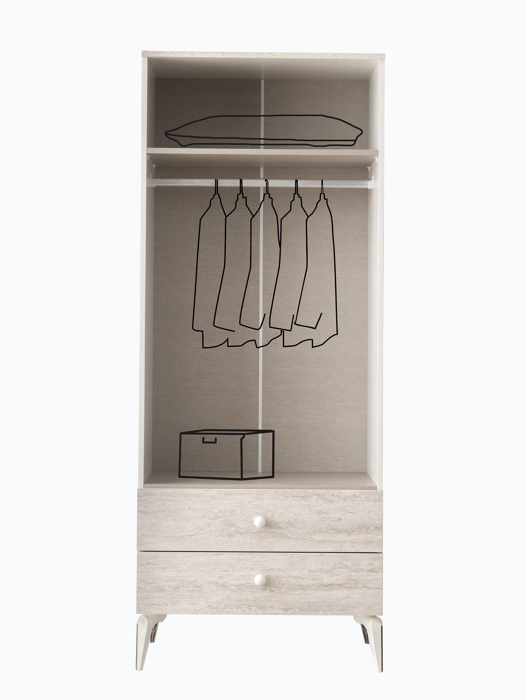 Petra 2 Kapaklı Aynalı Elbise Dolabı Gardrop 120x55x200 