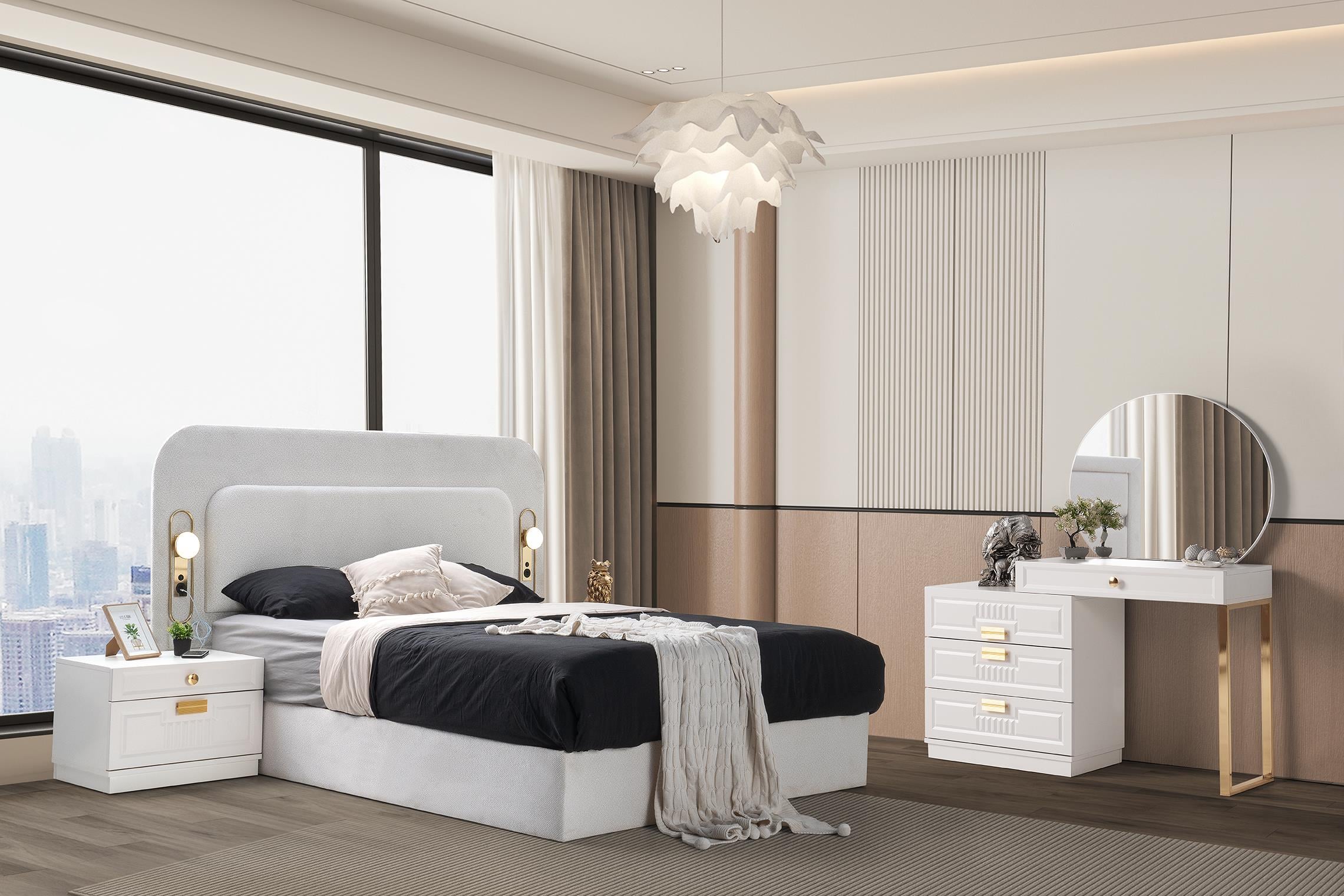 Petras %100 MDF 6 Kapaklı Modern Yatak Odası Takımı Başlıklı