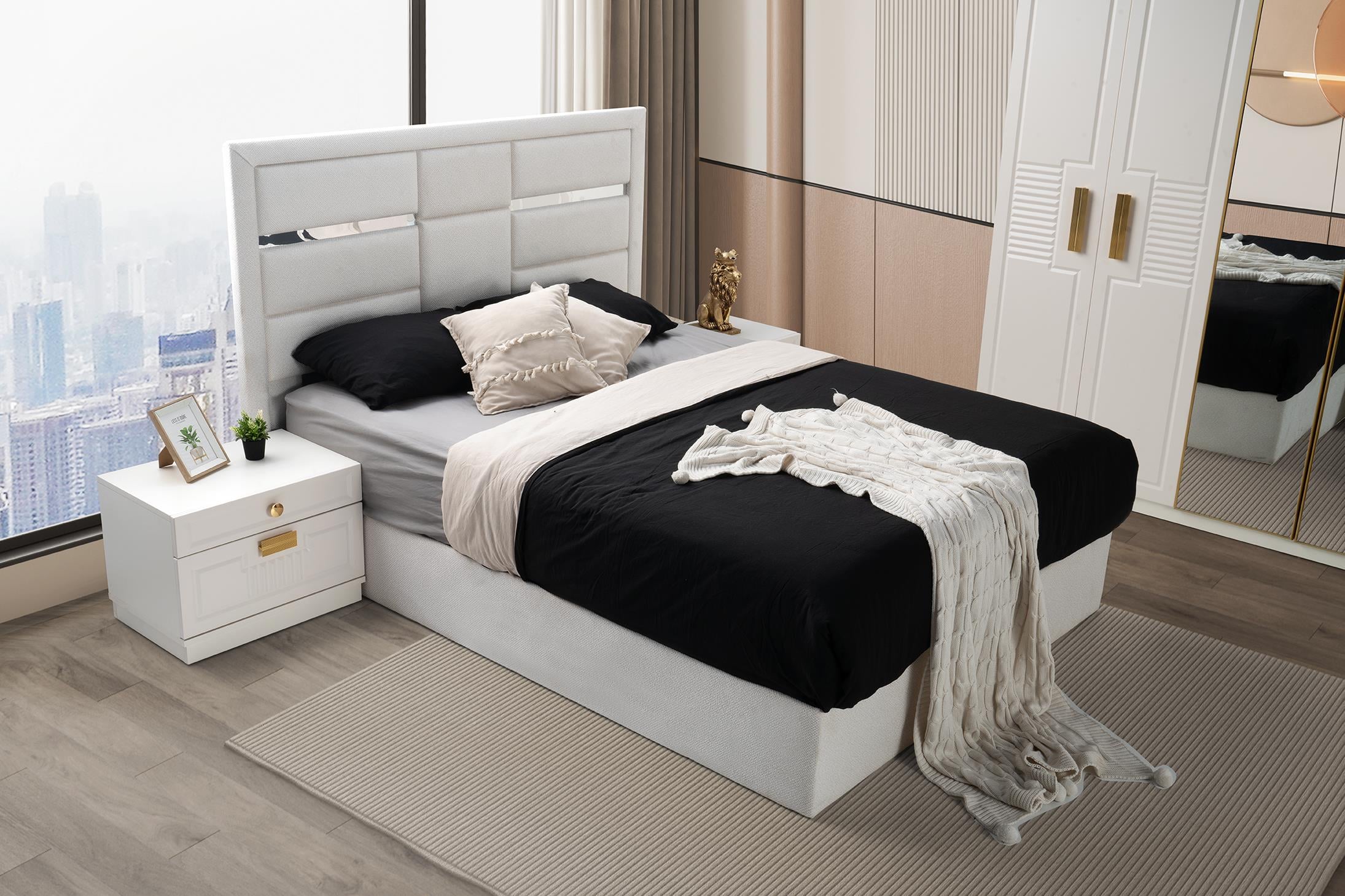 Petras %100 MDF 6 Kapaklı Modern Yatak Odası Takımı Başlıklı