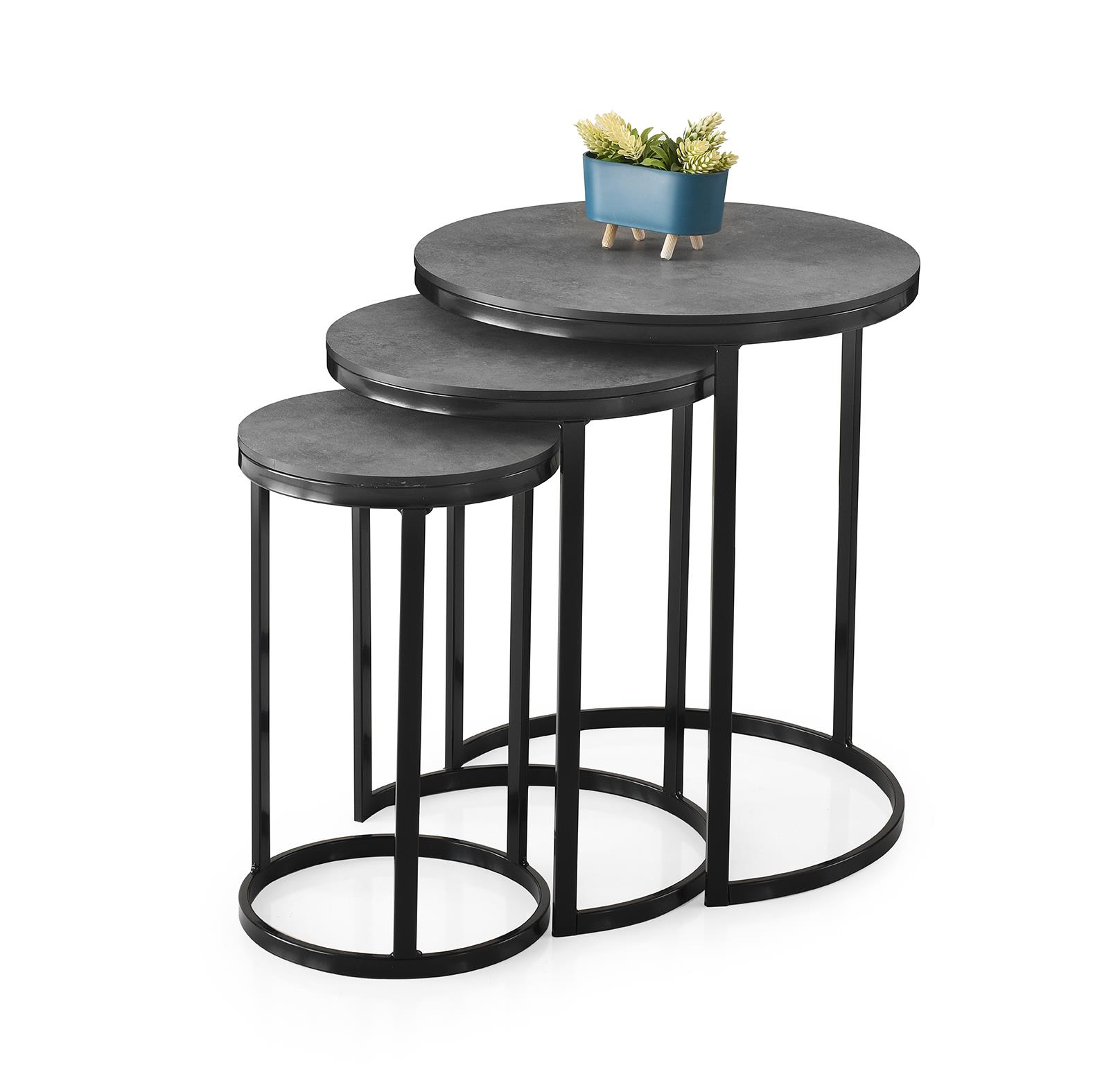 Sedef Modern Tarz Zigon Sehpa 3lü Yuvarlak 