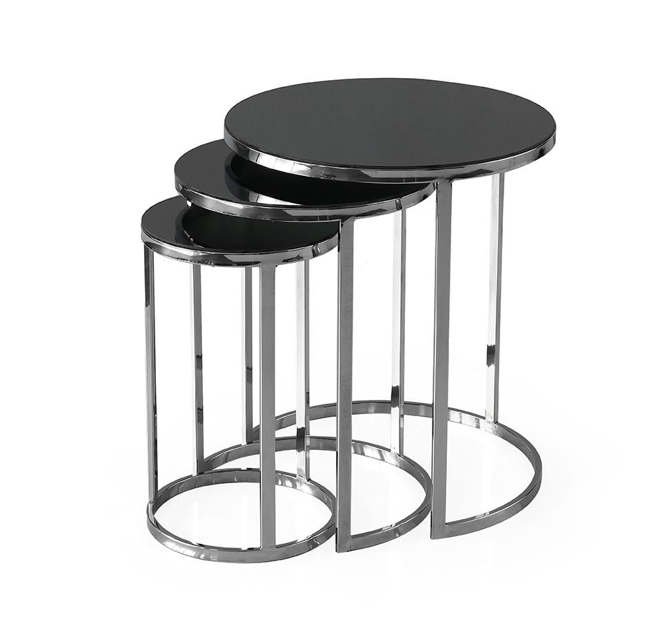 Sedef Modern Tarz Zigon Sehpa 3lü Yuvarlak 