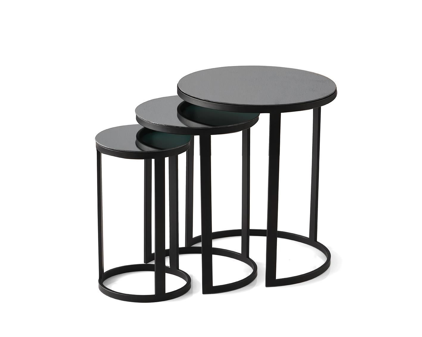 Sedef Modern Tarz Zigon Sehpa 3lü Yuvarlak 