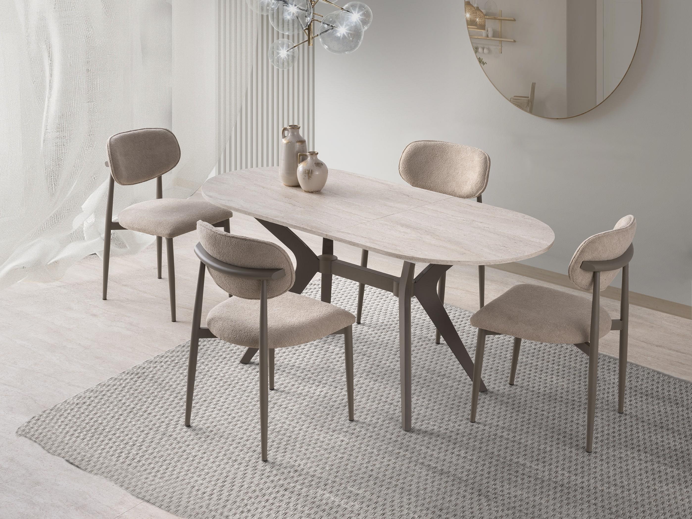 Star Polo Travertan Cappucino Mutfak Masa Sandalye Takımı 82x138