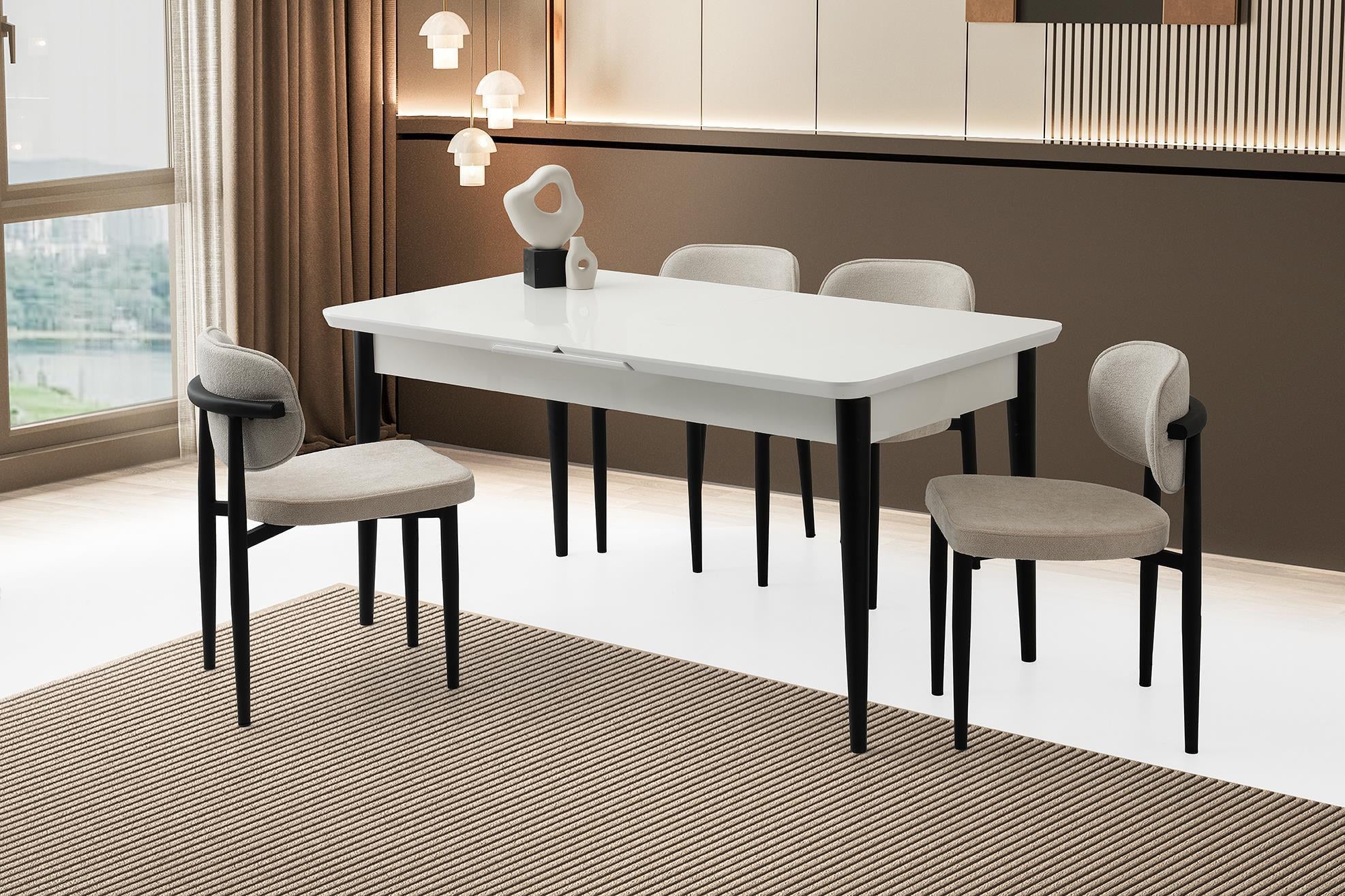 Tekno Polo MDF Açılır Mutfak Masa Sandalye Takımı 90x160 