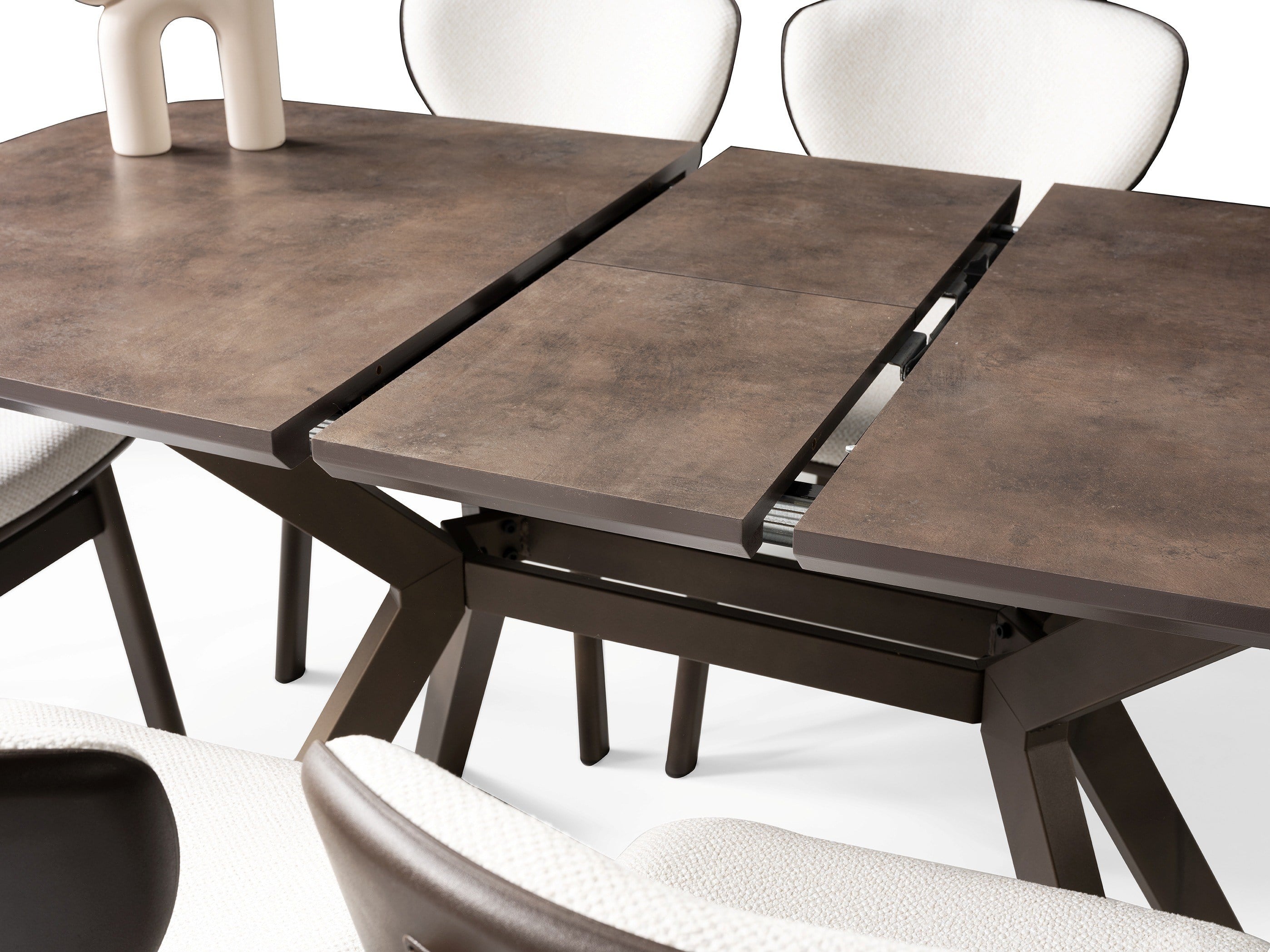 Venedik Retro Bronz MDF Açılır Mutfak Masa Takımı 80*130cm