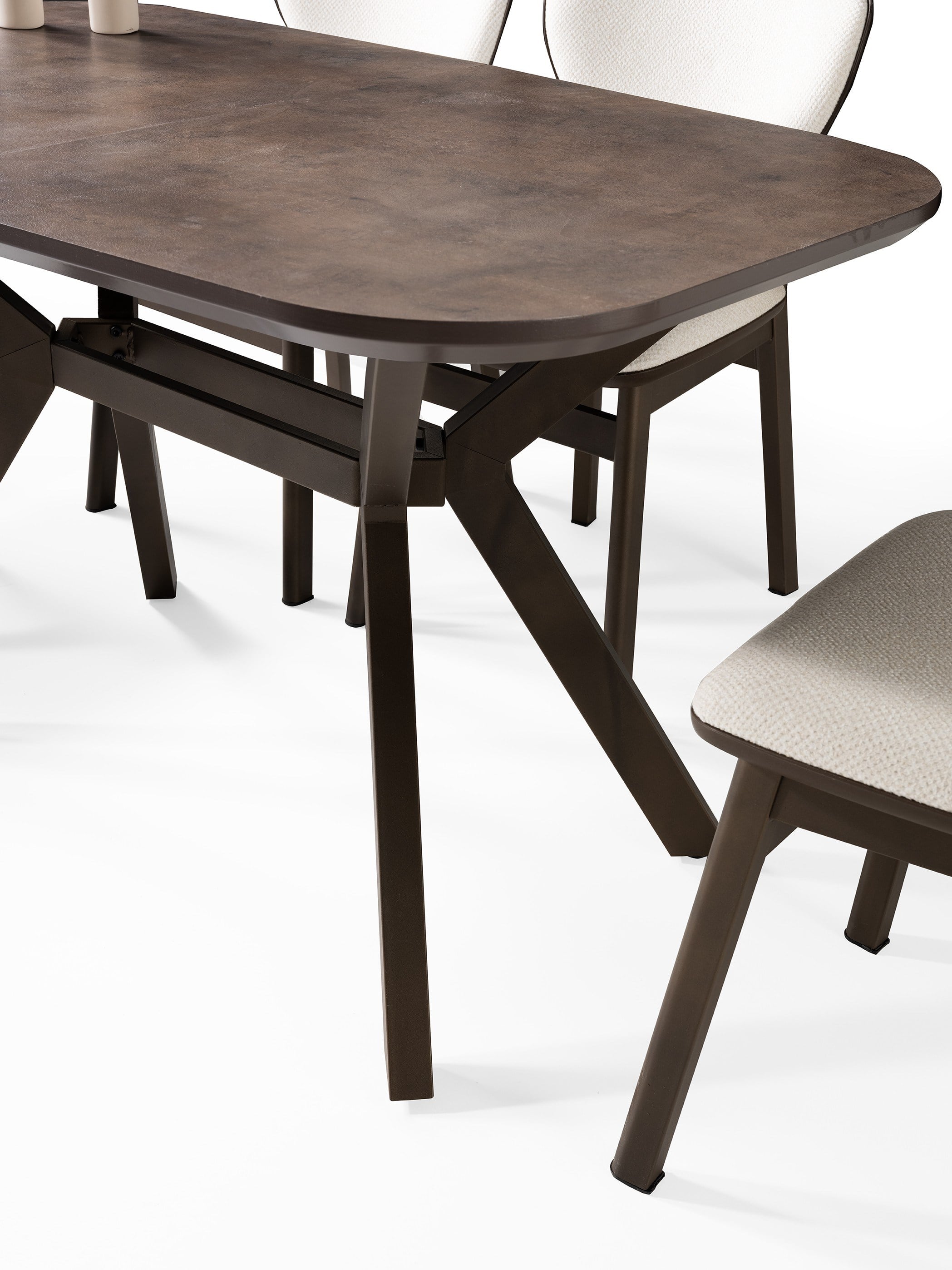 Venedik Retro Bronz MDF Açılır Mutfak Masa Takımı 80*130cm