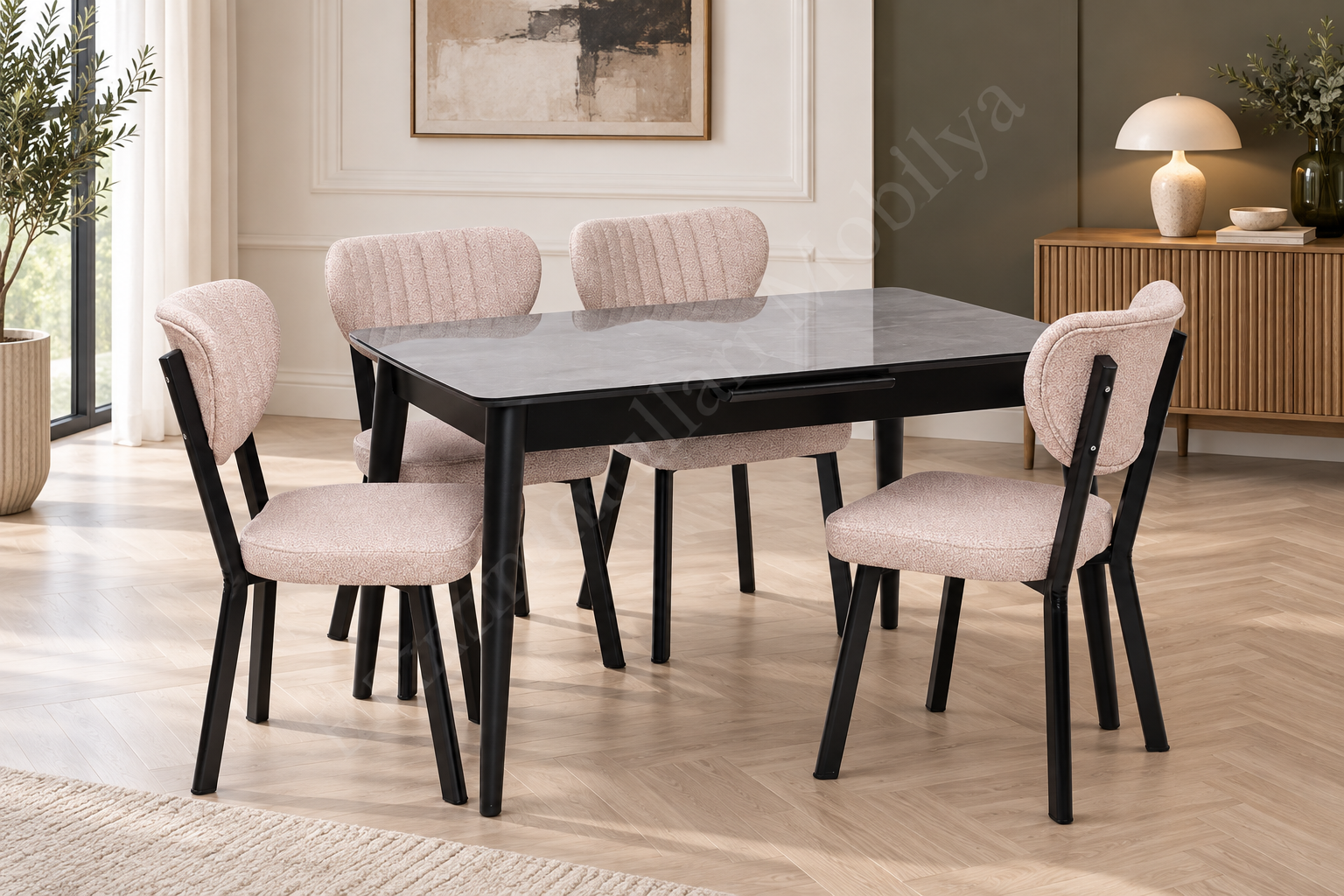 Venüs Elma Otomatik Açılır Masa Sandalye Takımı 80x120