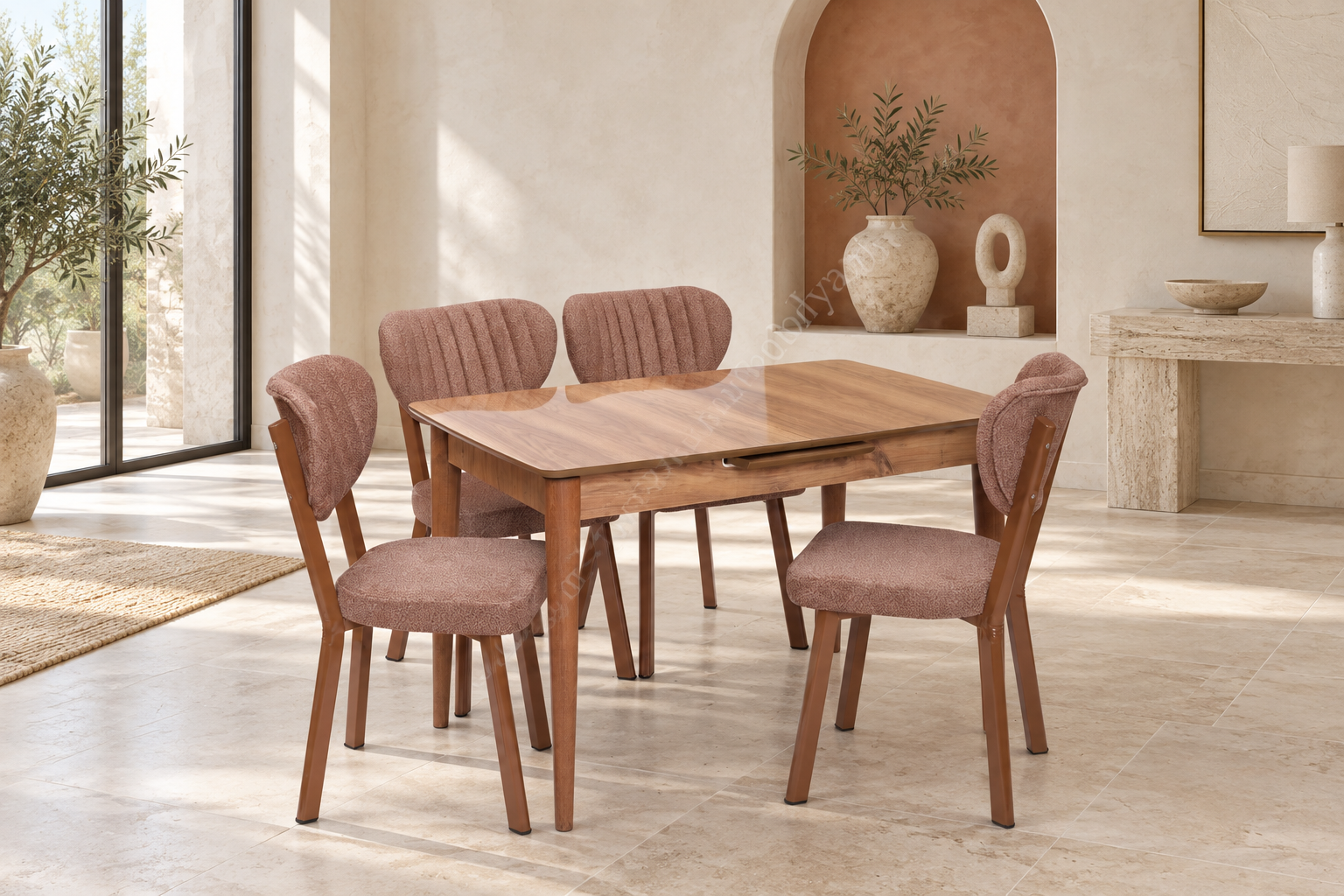Venüs Elma Otomatik Açılır Masa Sandalye Takımı 80x120