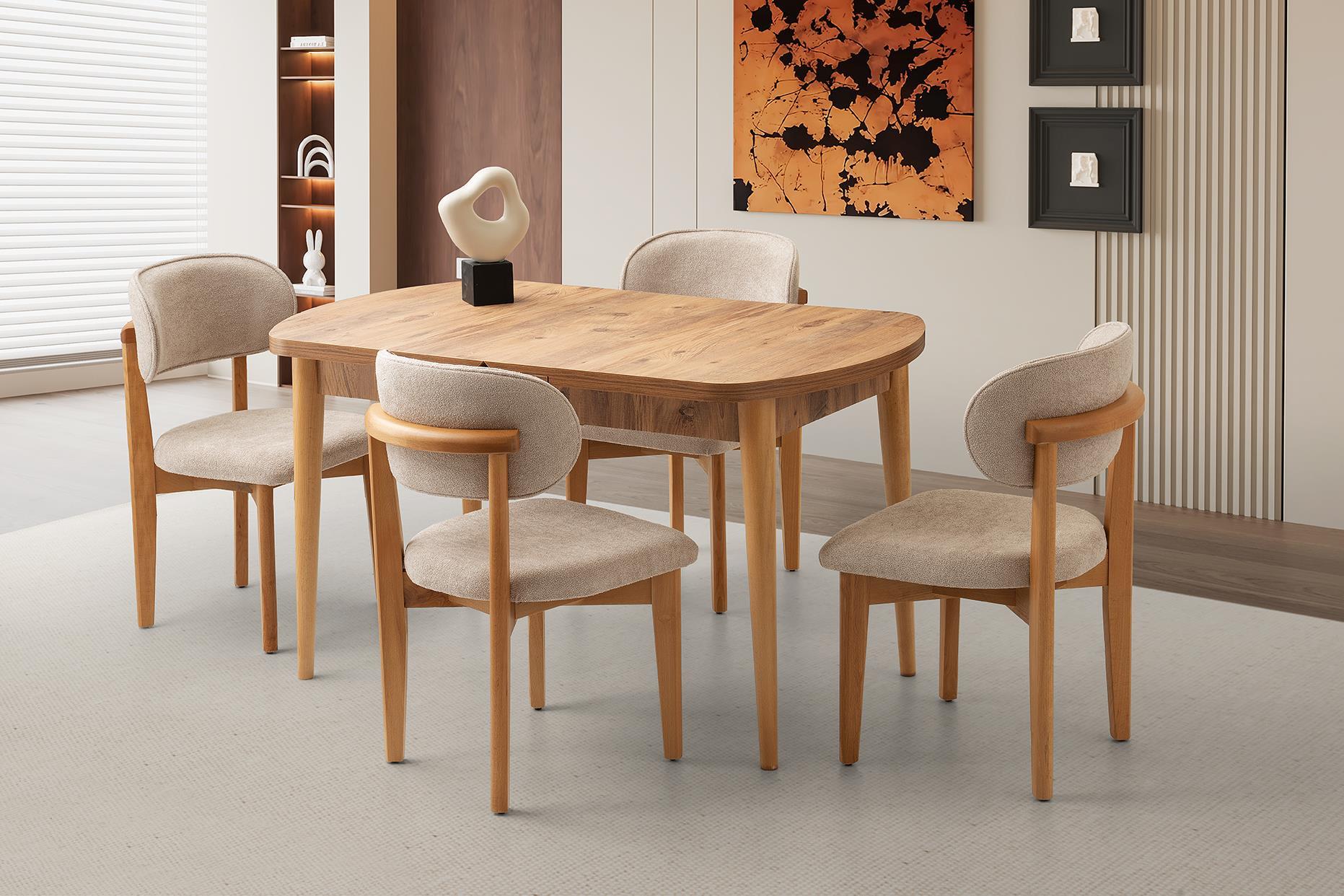 Venüs Norte Mdf Açılır Mutfak Masa Takımı 80x130