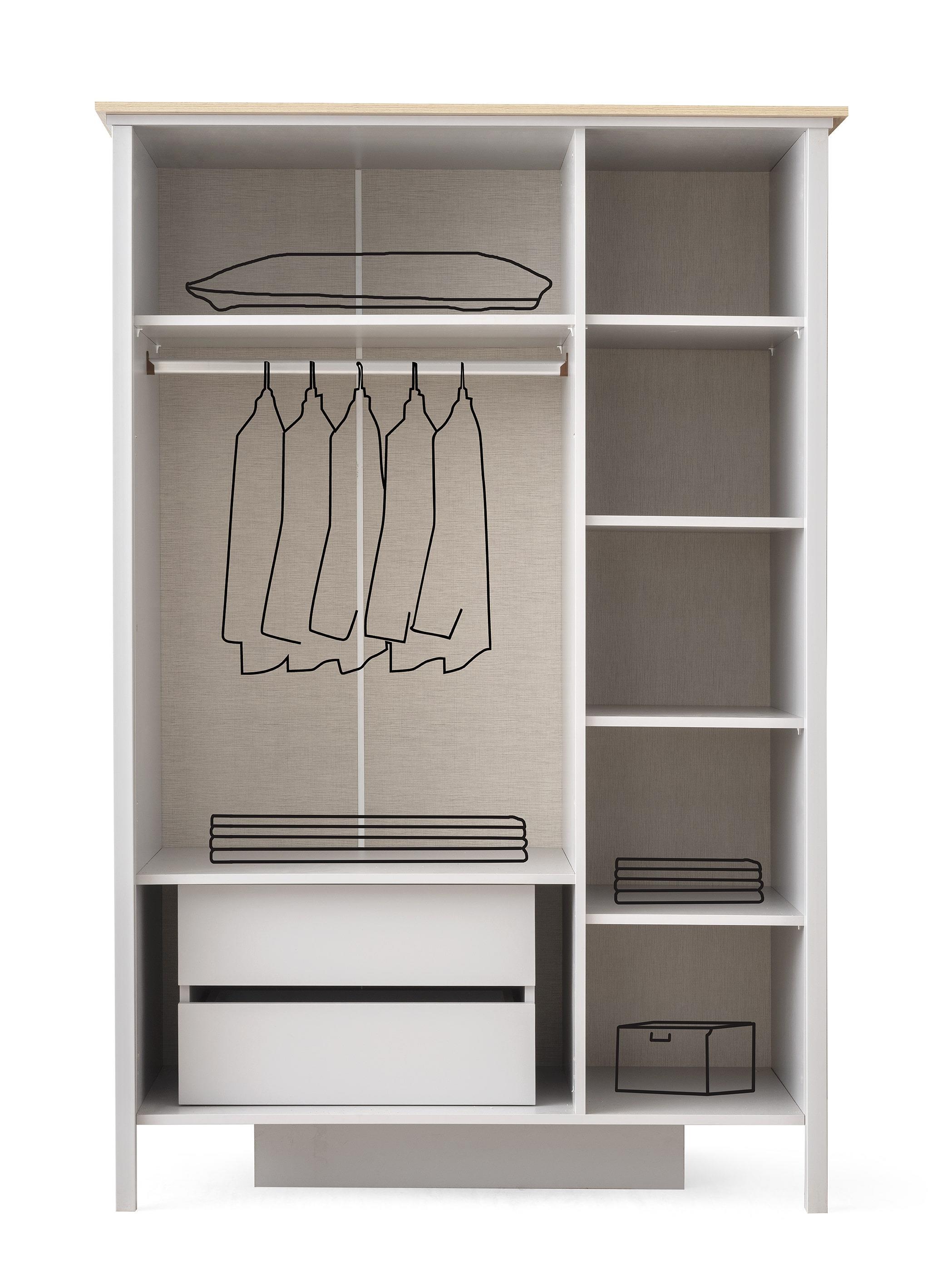 Yakamoz Sis Gri 3 Kapaklı Elbise Dolabı Gardırop 133x56x201cm