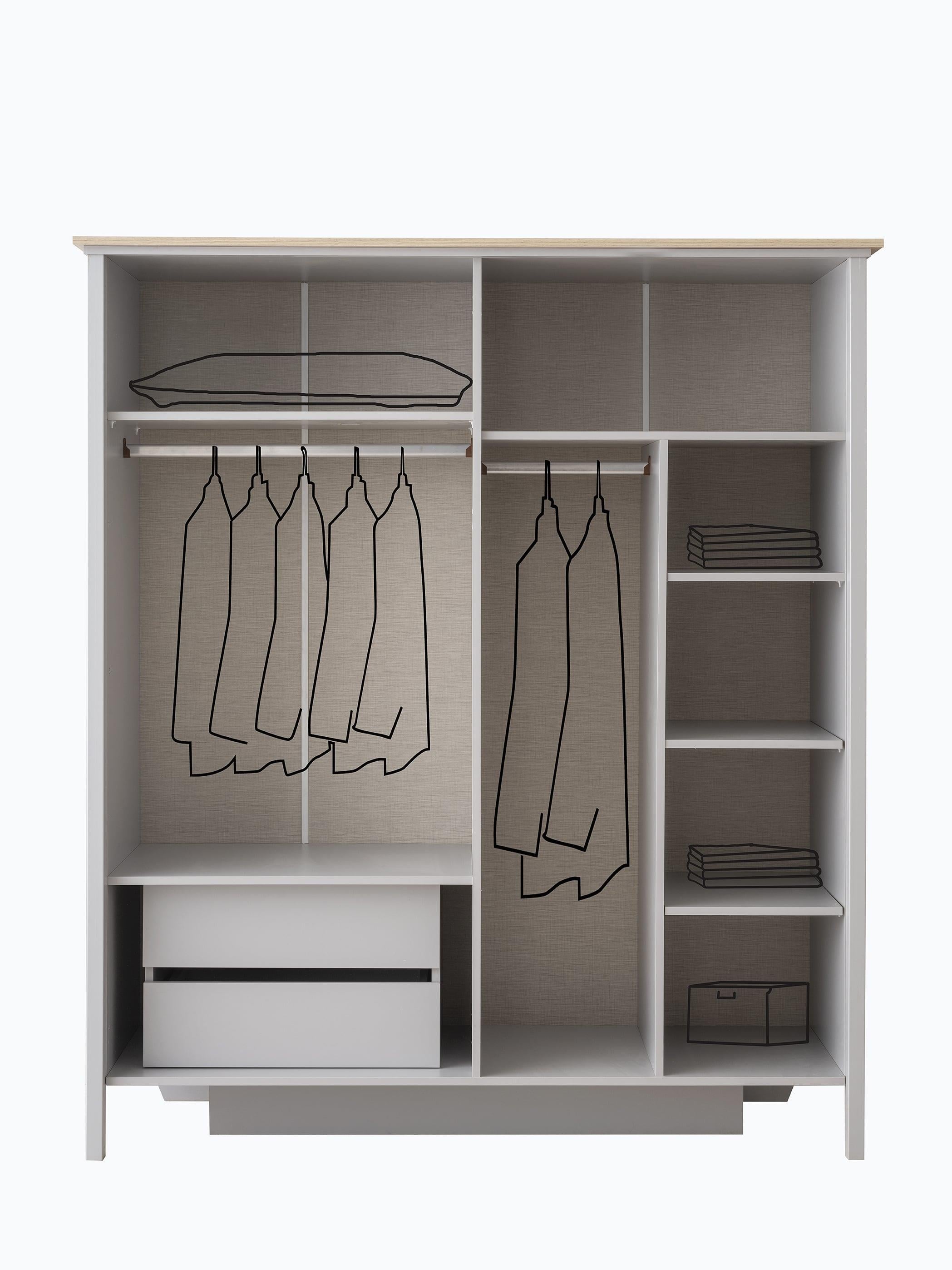 Yakamoz Sis Gri 4 Kapaklı Elbise Dolabı Gardırop 173x56x201cm