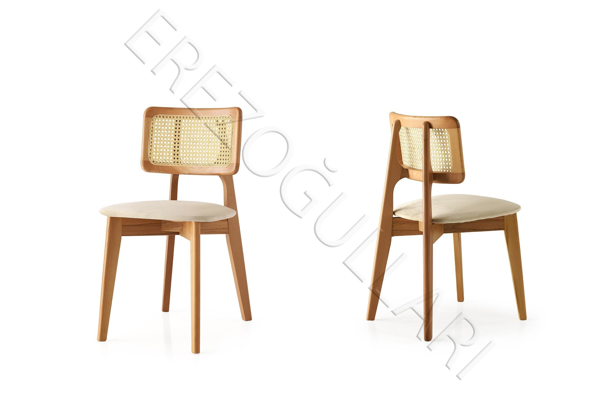 Zion Ahşap Naturel Mutfak Sandalyesi 2 li Set