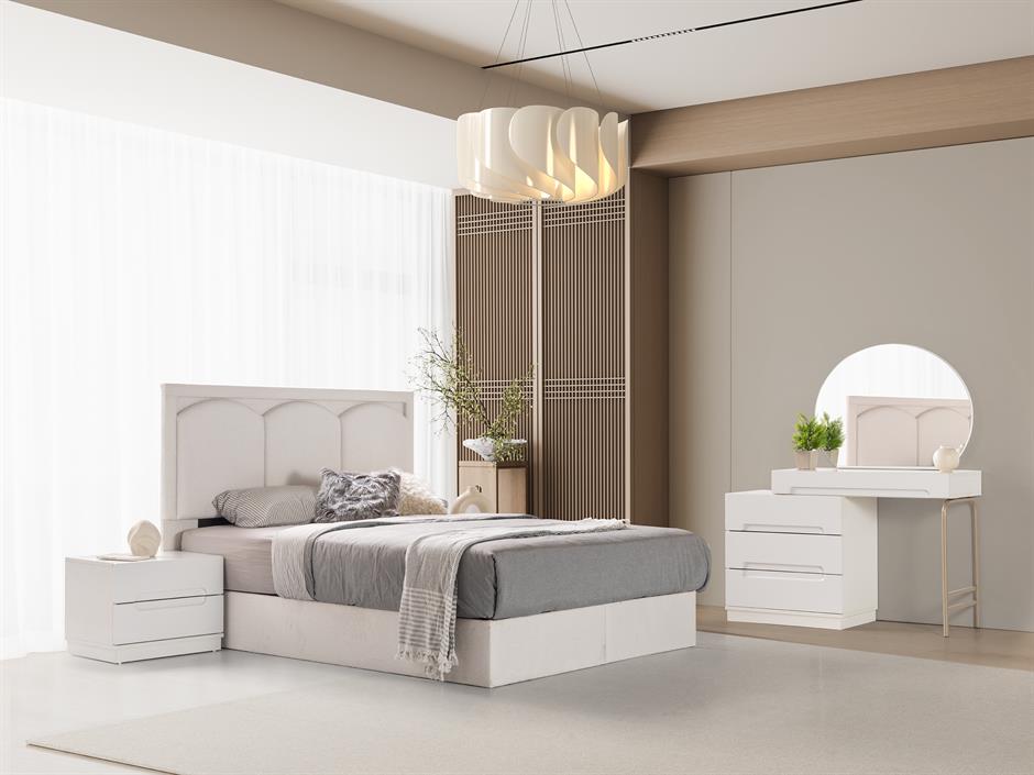 Aden %100 MDF 6 Kapaklı Modern Yatak Odası Takımı Başlıklı