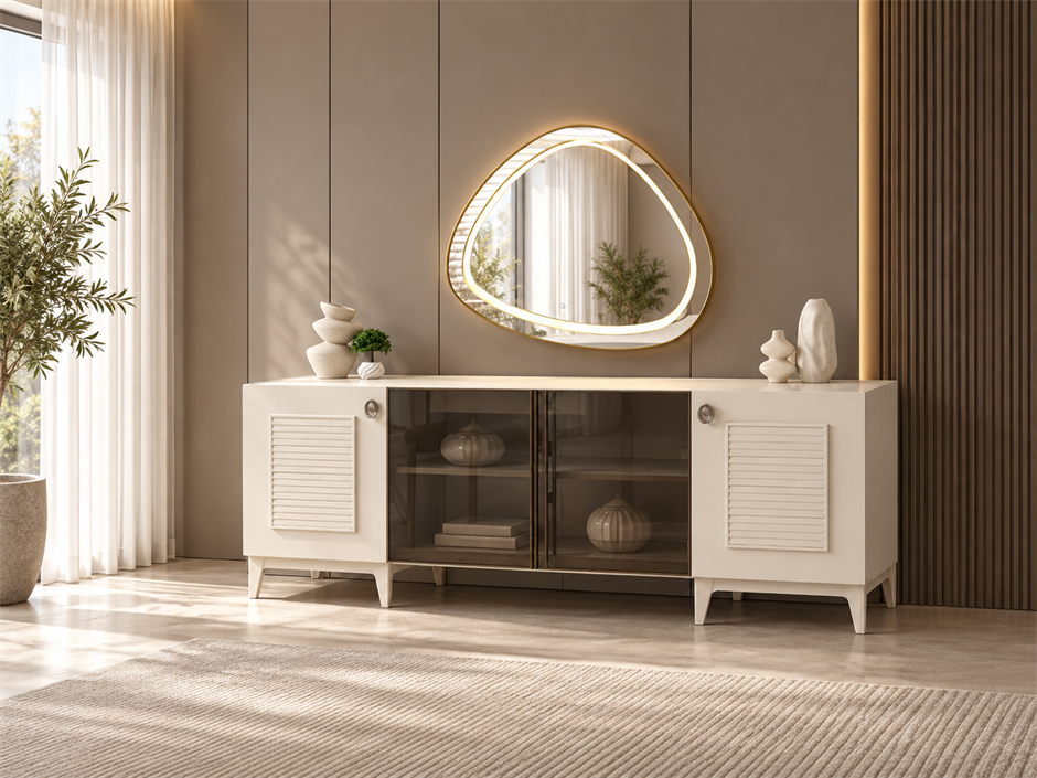 Ahsen Modern Dolaplı Çekmeceli Aynasız Konsol 200*50*78