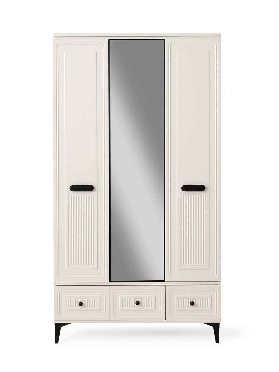 Alaska 3 Kapaklı %100 MDF Elbise Dolabı Gardrop 117x54x212
