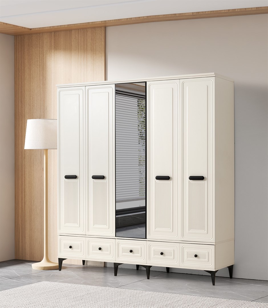 Alaska 5 Kapaklı %100 MDF Elbise Dolabı Gardrop 192x54x212