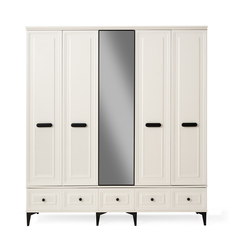 Alaska 5 Kapaklı %100 MDF Elbise Dolabı Gardrop 192x54x212