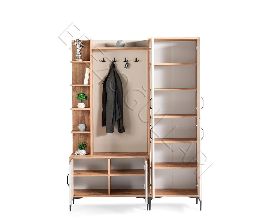 Anka Kapaklı Askılıklı Raflı Portmanto Ayakkabılık 150cm