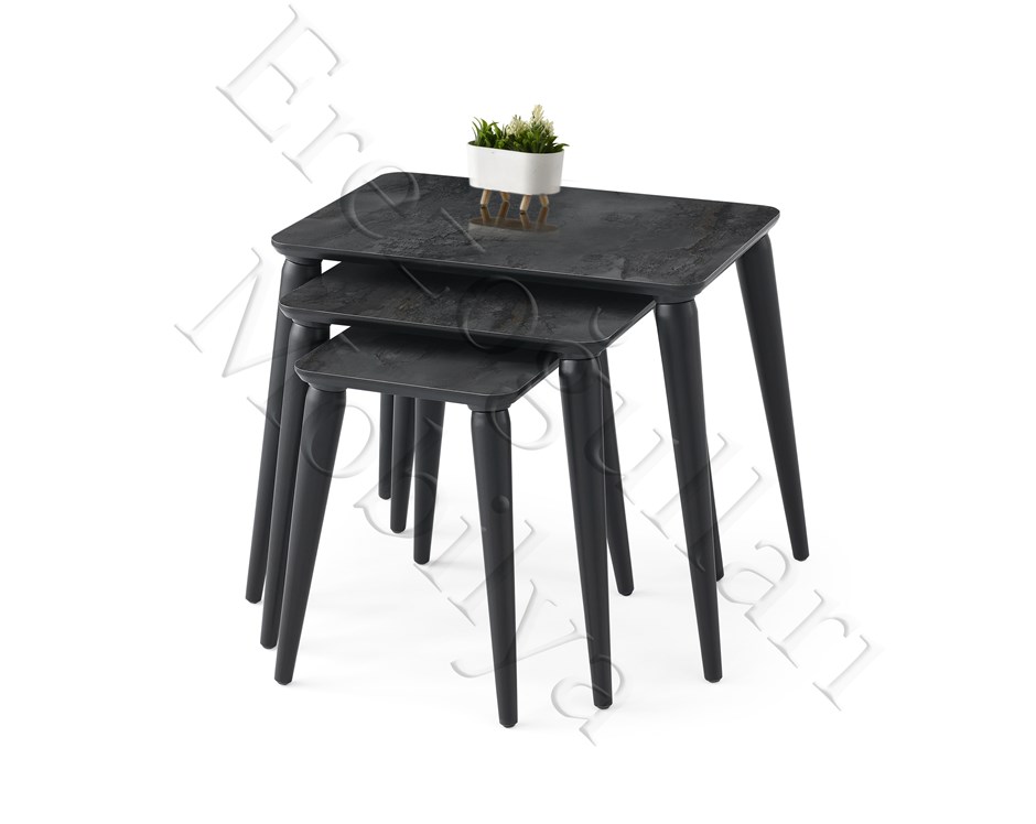 Arya High Gloss Dikdörtgen 3lü Zigon Sehpa