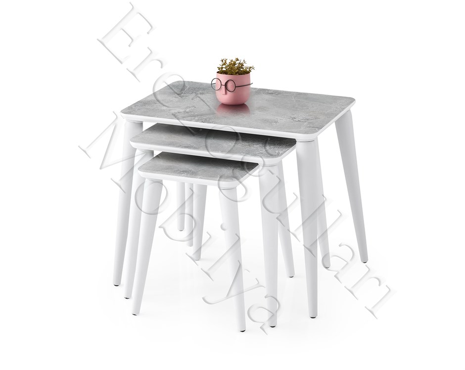 Arya High Gloss Dikdörtgen 3lü Zigon Sehpa