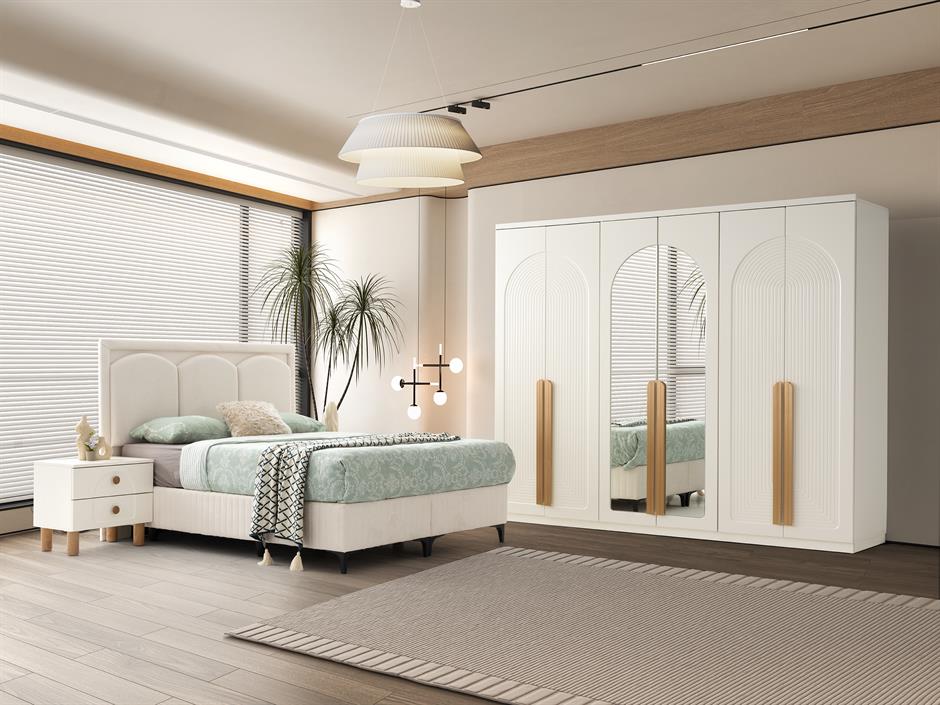 Asya %100 MDF 6 Kapaklı Modern Yatak Odası Takımı Başlıklı