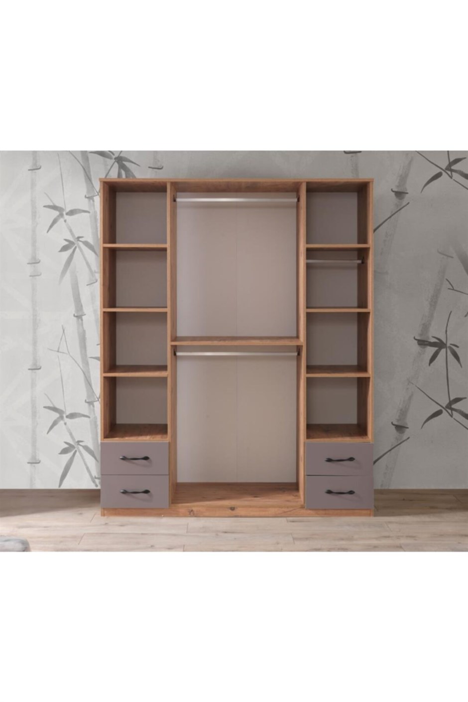 Aynalı 4 Kapılı 4 Çekmeceli Gardırop Elbise Dolabı 170x55x210cm