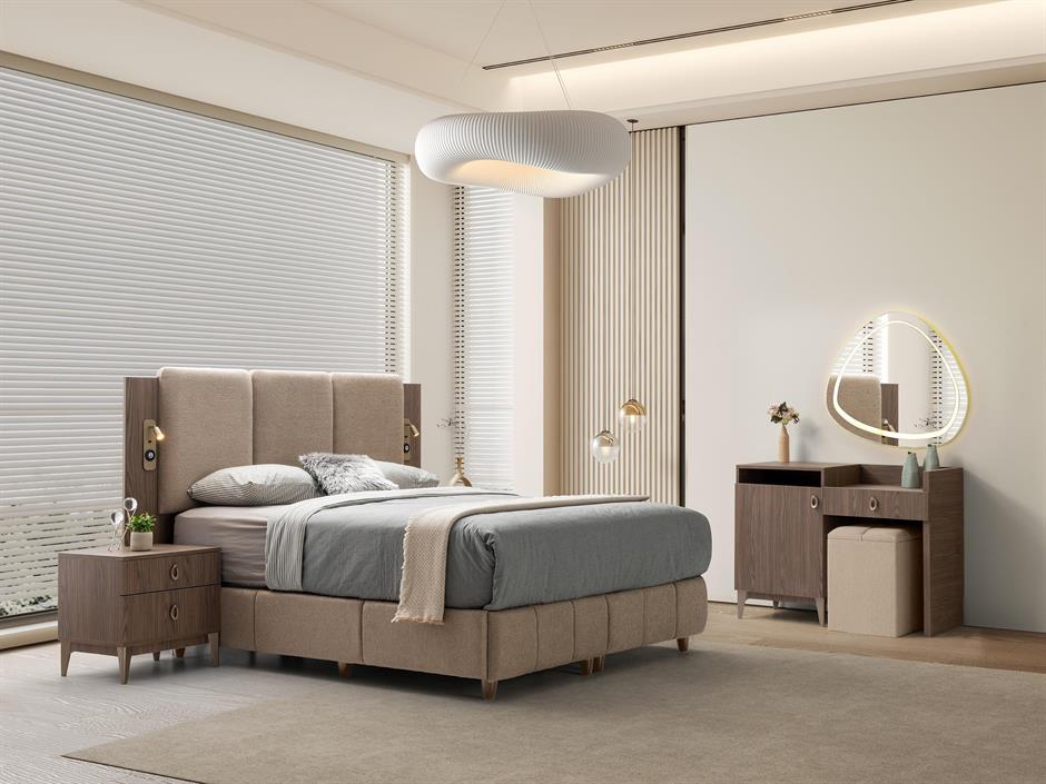 Bergamo 6 Kapaklı Modern Yatak Odası Takımı Başlıklı