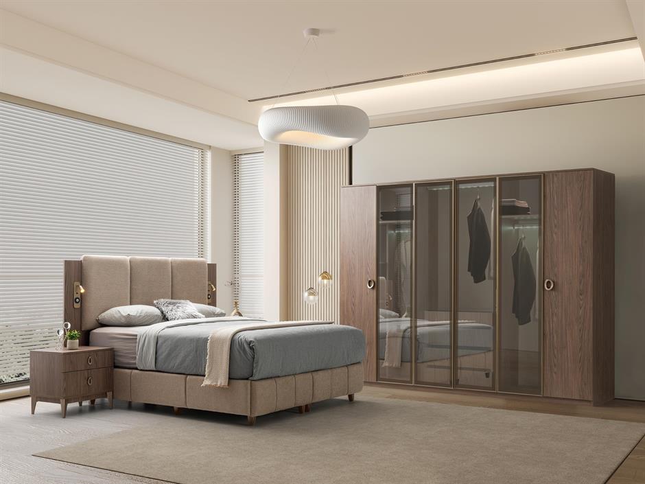 Bergamo 6 Kapaklı Modern Yatak Odası Takımı Başlıklı