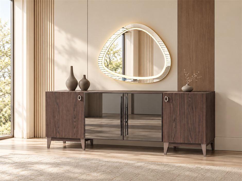 Bergamo Modern Dolaplı Çekmeceli Aynasız Konsol 200*50*78