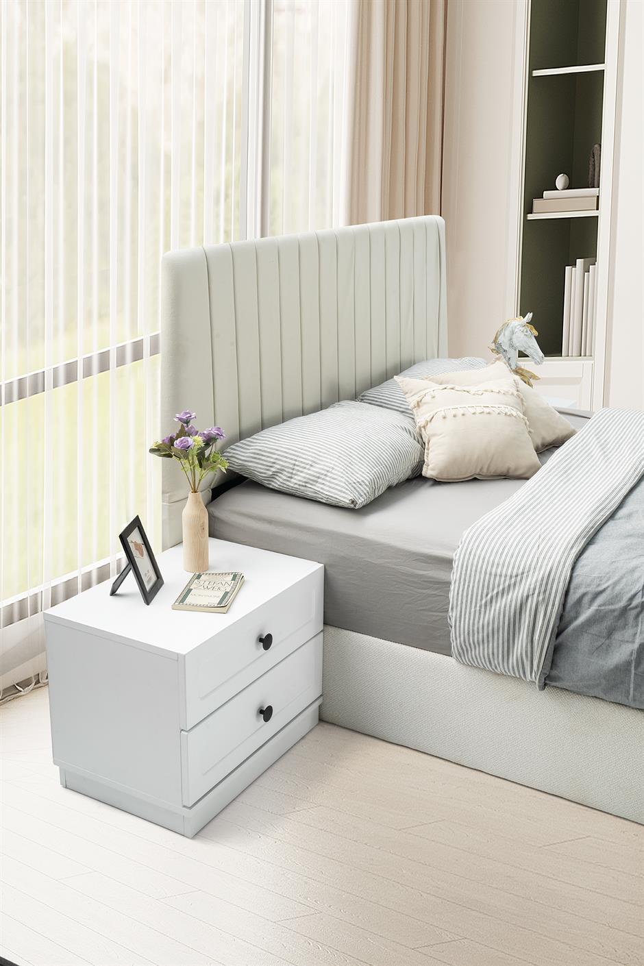 Blanco %100 MDF 6 Kapaklı Modern Yatak Odası Takımı Başlıklı