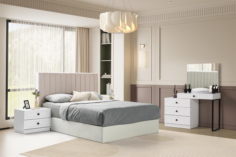 Blanco %100 MDF 6 Kapaklı Modern Yatak Odası Takımı Başlıklı