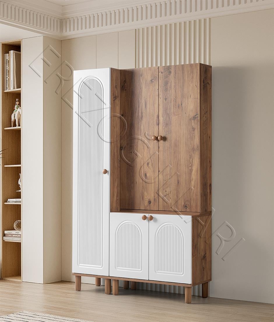 Bohem Çiğdem 3 lü Portmanto Ayakkabılık 120x38x200