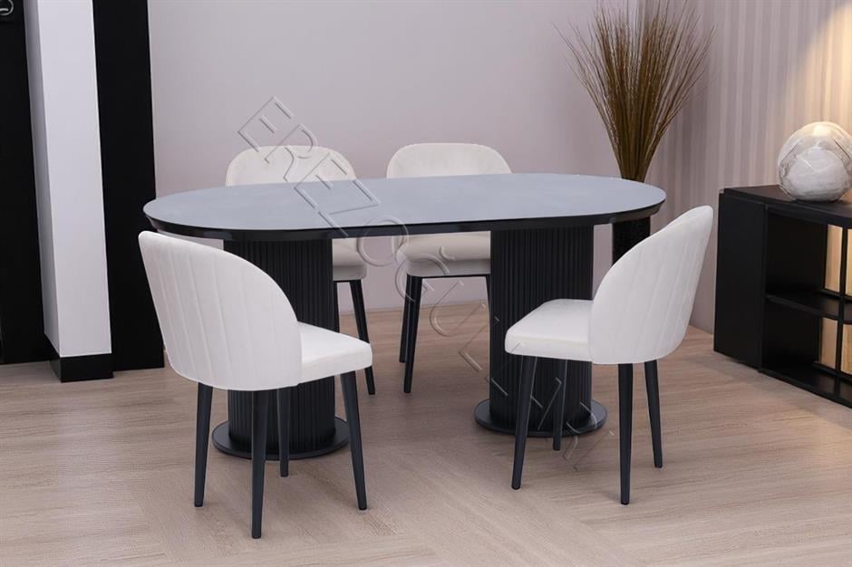 Bohem Göksu Lak Panel Yemek Masa Sandalye Takımı 90x170