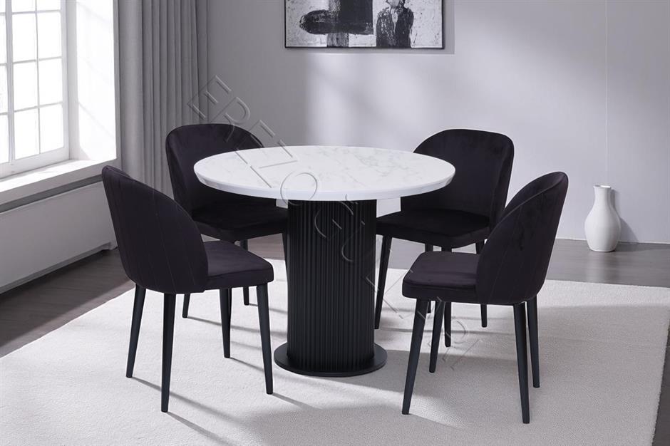 Bohem Göksu Yuvarlak Lak Panel Mutfak Masa Takımı 100cm