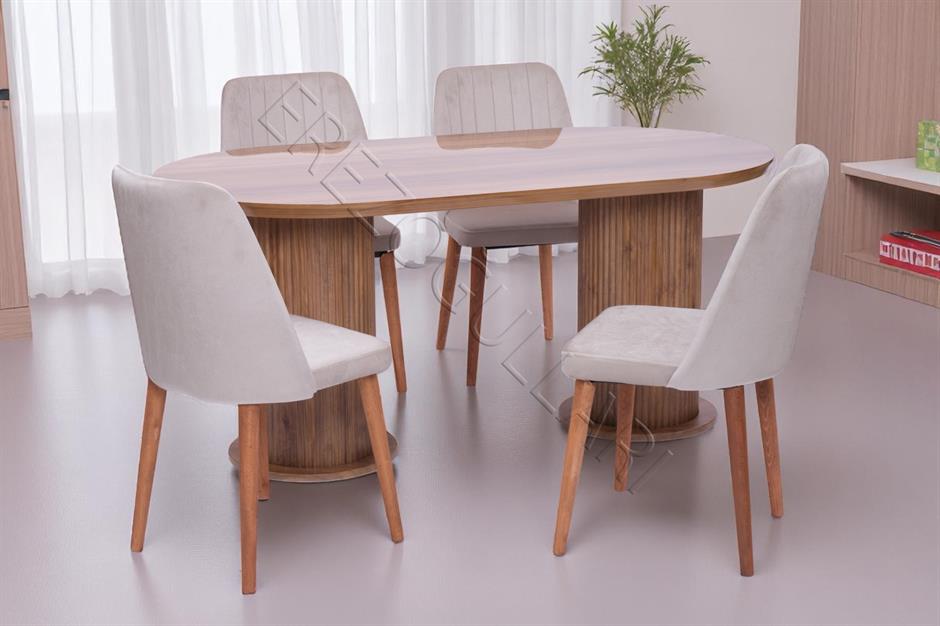 Bohem Milano Lak Panel Yemek Masa Sandalye Takımı 90x170