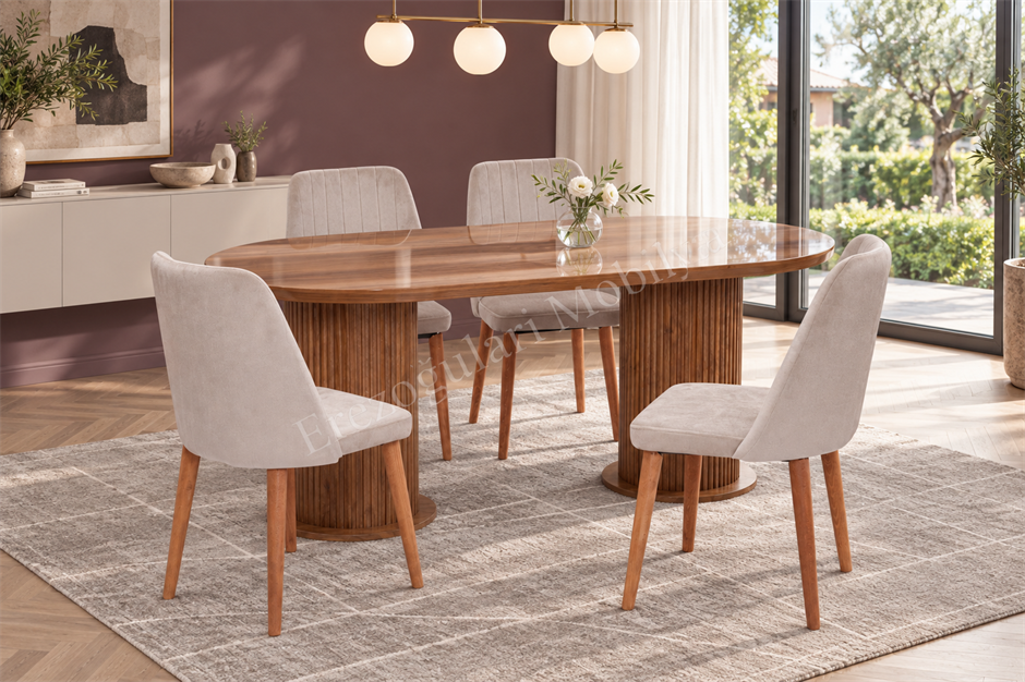 Bohem Milano Lak Panel Yemek Masa Sandalye Takımı 90x170
