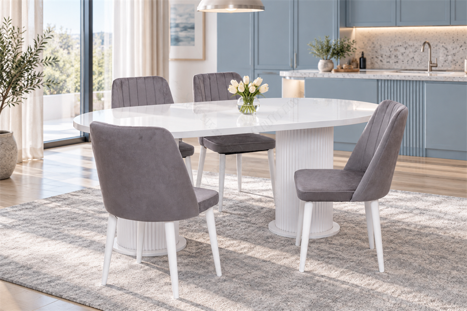 Bohem Milano Lak Panel Yemek Masa Sandalye Takımı 90x170