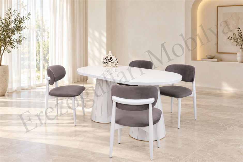 Bohem Norte Lak Panel Açılır Yemek Masa Sandalye Takımı 90x160cm