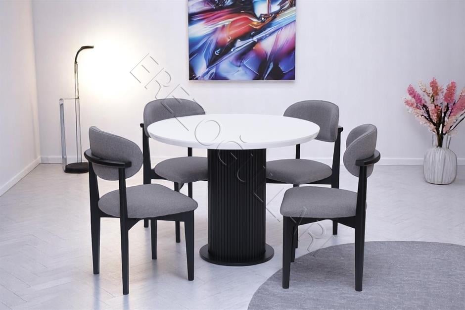 Bohem Norte Yuvarlak Mutfak Masa Sandalye Takımı 100cm