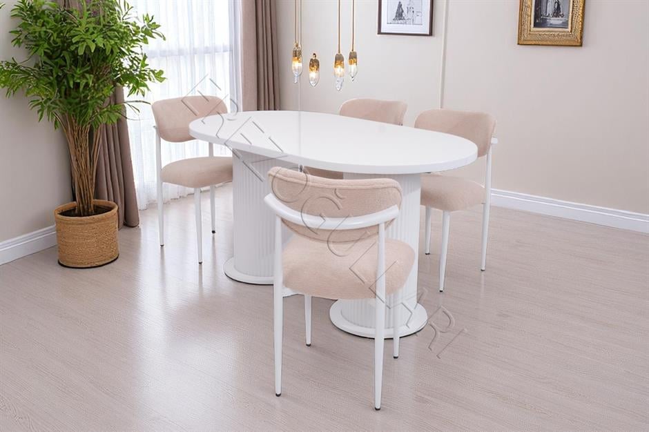 Bohem Polo Lak Panel Açılır Yemek Masa Sandalye Takımı 90x160cm