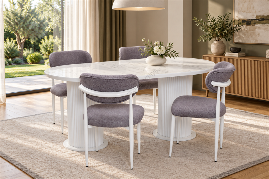Bohem Polo Lak Panel Yemek Masa Sandalye Takımı 90x170