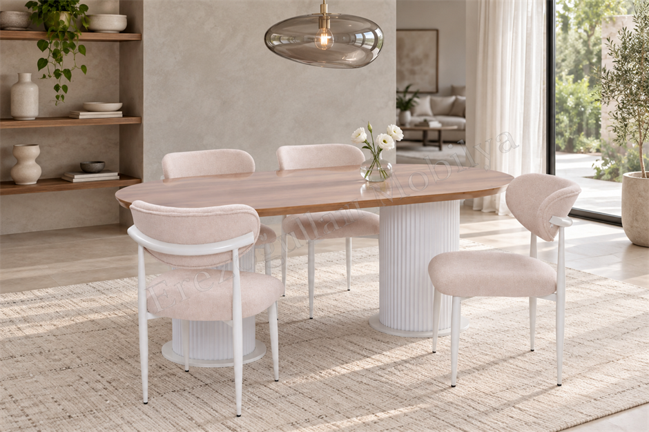 Bohem Polo Lak Panel Yemek Masa Sandalye Takımı 90x170