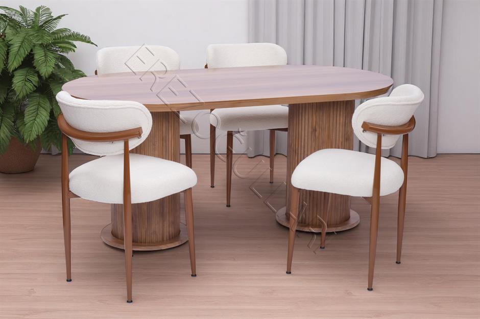 Bohem Polo Lak Panel Yemek Masa Sandalye Takımı 90x170