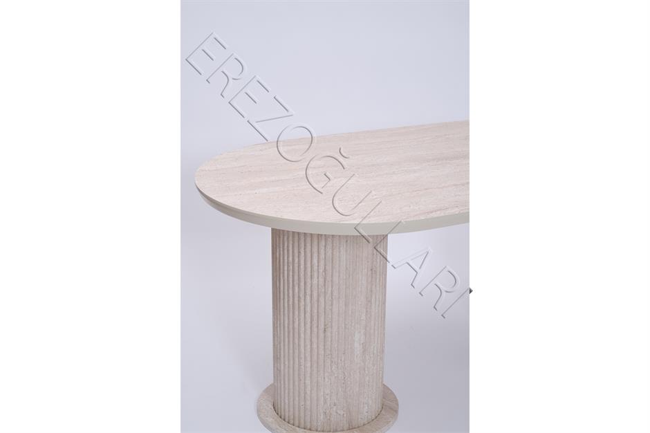 Bohem Travertan Boyalı Masa Sandalye Takımı 90x170